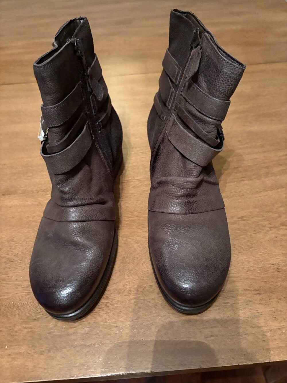 NWT Miz Mooz Scarborough Multi Strap Olive/Brown Boho Booties. Size 37Wide-6.5/7